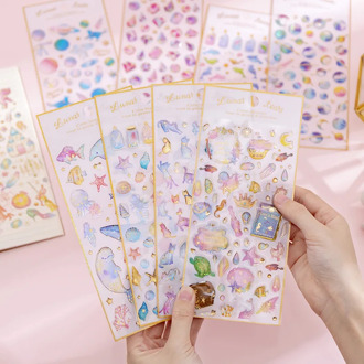 Dream Planet Cat gem Decorative Stickers Scrapbooking Stick Label Diary Album stationery crystal Sticker Accessories