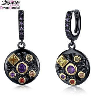 Dreamcarnival 1989 Infinity 6 Steen Zes Kleuren Chic Sieraden Voor Vrouwen Zirconia Gothic Ronde Oorbellen WE3762