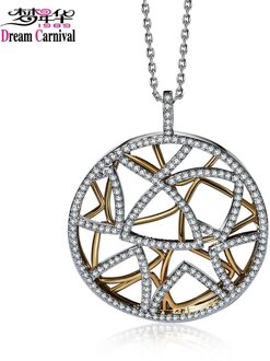 Dreamcarnival 1989 Muti Driehoeken Ronde Hanger Ketting Voor Vrouwen 2 Tones Gold Kleur Collana Zirconia Bruiloft Sieraden WP6432