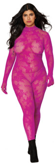 Dreamgirl Bodystocking met Vingerhandschoenen Diamant - Plus Size - Azalea