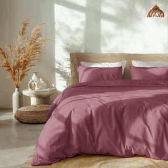 Dreamhouse 1+1 Gratis Dekbedovertrek Percale Katoen Uni - Oud Roze - Tweepersoons (200x200 Cm) - Roze Percale Katoen Katoen - Effen - Dreamhouse - Dekbed-Discounter.nl