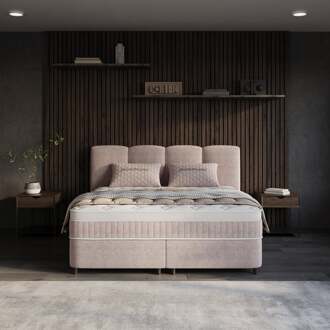 Dreamhouse 2-Persoons Boxspring Met Opbergruimte - Allure - Taupe - Taupe 160x200 Cm - - Inclusief Topper - Dekbed-Discounter.nl