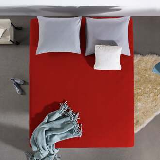 Dreamhouse Bedding Hoeslaken Dubbel Jersey - Dubbel Geweven voor Extra Kwaliteit - kreukvrij - Rood