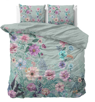 Dreamhouse Dekbedovertrek Flore - Katoen - Tweepersoons (200x200 Cm) - Groen & Meerkleurig Katoen - Natuur & Bloemen - Dreamhouse - Dekbed-Discounter.nl Groen,Meerkleurig - 200 x 200/220 cm
