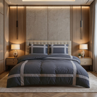 Dreamhouse Dekbedovertrek Percale-Katoen - Hotel Alberto - Antraciet Grijs - Eenpersoons (140x200 Cm) - Antraciet & Grijs Percale Katoen Katoen - Strepen - - Dekbed-Discounter.nl Antraciet,Grijs - 140 x 200/220 cm