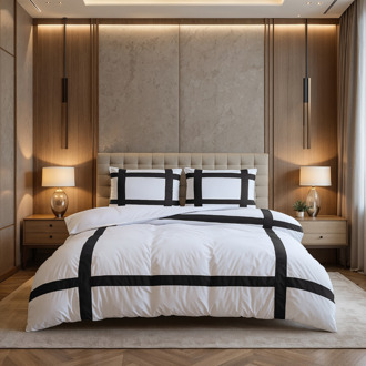 Dreamhouse Dekbedovertrek Percale-Katoen - Hotel Alberto - Zwart Wit - Tweepersoons (200x200 Cm) - Zwart & Wit Percale Katoen Katoen - Strepen - Dreamhouse - Dekbed-Discounter.nl Zwart,Wit - 200 x 200/220 cm