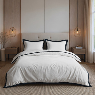 Dreamhouse Dekbedovertrek Percale-Katoen - Hotel Emilio - Wit Zwart - Tweepersoons (200x200 Cm) - Wit & Zwart Percale Katoen Katoen - Effen - Dreamhouse - Dekbed-Discounter.nl Wit,Zwart - 200 x 200/220 cm