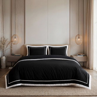 Dreamhouse Dekbedovertrek Percale-Katoen - Hotel Gallardo - Zwart Wit - Eenpersoons (140x200 Cm) - Zwart & Wit Percale Katoen Katoen - Strepen - Dreamhouse - Dekbed-Discounter.nl Zwart,Wit - 140 x 200/220 cm