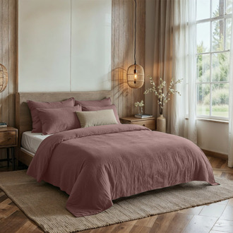Dreamhouse Dekbedovertrek Percale-Katoen - Mousseline - Oud Roze - Lits-Jumeaux (240x220 Cm) - Roze Percale Katoen Katoen - Effen - Dreamhouse - Dekbed-Discounter.nl