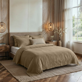 Dreamhouse Dekbedovertrek Percale-Katoen - Mousseline - Taupe - Lits-Jumeaux (240x220 Cm) - Taupe Percale Katoen Katoen - Effen - Dreamhouse - Dekbed-Discounter.nl