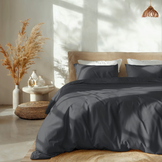 Dreamhouse Dekbedovertrek Percale Katoen Uni - Antraciet - Eenpersoons (140x200 Cm) - Antraciet Percale Katoen Katoen - Effen - Dreamhouse - Dekbed-Discounter.nl
