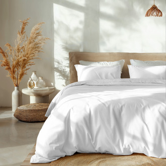 Dreamhouse Dekbedovertrek Percale Katoen Uni - Wit - Tweepersoons (200x200 Cm) - Wit Percale Katoen Katoen - Effen - Dreamhouse - Dekbed-Discounter.nl - 200 x 200/220 cm