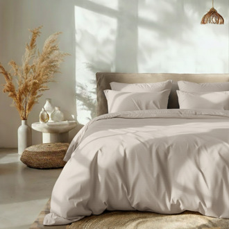 Dreamhouse Dekbedovertrek Percale Katoen Uni - Zand Grijs - Lits-Jumeaux (240x220 Cm) - Taupe Percale Katoen Katoen - Effen - Dreamhouse - Dekbed-Discounter.nl - 240 x 200/220 cm