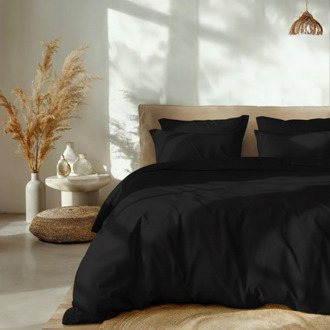 Dreamhouse Dekbedovertrek Percale Katoen Uni - Zwart - Lits-Jumeaux (240x220 Cm) - Taupe Percale Katoen Katoen - Effen - Dreamhouse - Dekbed-Discounter.nl - 240 x 200/220 cm