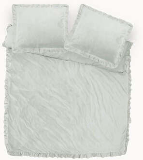 Dreamhouse Dekbedovertrek Velvet Ruffles - Wit - Eenpersoons (140x200 Cm) - Wit Microvezel - Effen - Dreamhouse - Dekbed-Discounter.nl