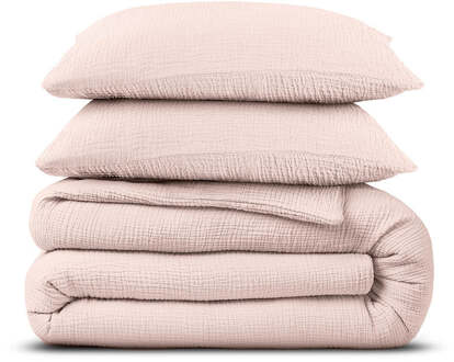 Dreamhouse Mousseline Dekbedovertrek - 140X200/220 + 1 x kussensloop 60x70 - Roze