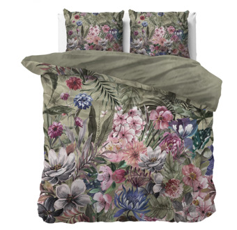Dreamhouse Sale: -50% | Dekbedovertrek Aurelie - Katoen - Tweepersoons (200x200 Cm) - Groen & Meerkleurig Katoen - Natuur & Bloemen - Dreamhouse - Dekbed-Discounter.nl