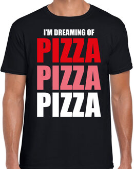 Dreaming of pizza fun t-shirt zwart voor heren 2XL