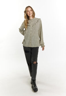 dreimaster Bloes met lange mouwen Dames beige/ zwart