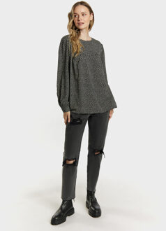 dreimaster Bloes met lange mouwen Dames zwart/beige - maat Zwart en Gebroken Wit