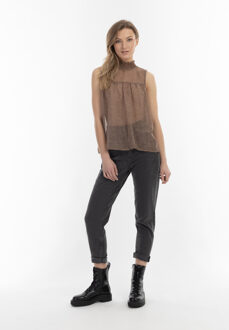 dreimaster Blouse Dames bruin-gebroken wit - L