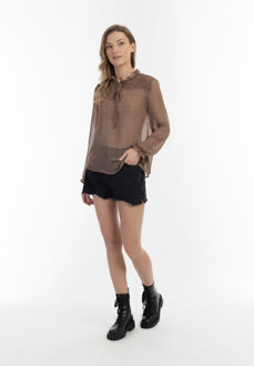 dreimaster Blouse Dames bruin-gebroken wit