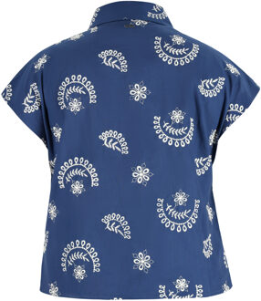 dreimaster Blouse Dames marine wol wit - maat Marineblauw