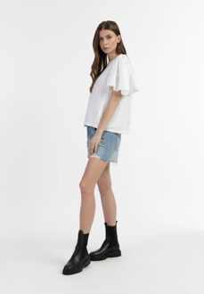 dreimaster Blouseshirt met kant Dames wit