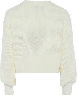 dreimaster Gebreide kabeltrui Dames wolwit - maat Gebroken wit