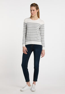 dreimaster Gebreide trui takelage Dames Wol wit grijs gemêleerd Gebroken wit