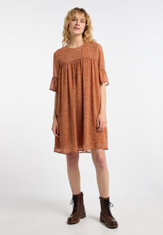 dreimaster Jurk Dames Oranje Veelkleurig Bruin - S