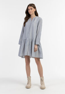 dreimaster jurk met lange mouwen Dames Donker marineblauwe strepen