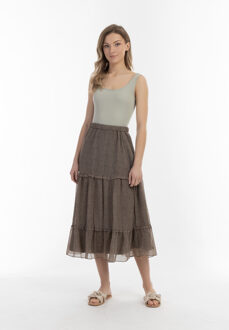 dreimaster Maxi rok Dames olijf wol wit - maat