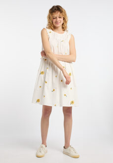 dreimaster midi-jurk Dames Gebroken wit geel - maat