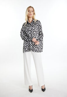 dreimaster overhemdblouse Dames zwart en wit Zwart en Gebroken Wit - M