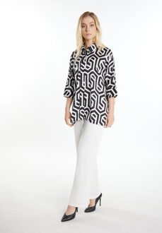 dreimaster overhemdblouse Dames zwart en wit Zwart en Gebroken Wit