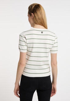 dreimaster Trui met korte mouwen bridgeport Dames Gebroken wit olijf - maat 2XL Veelkleurig