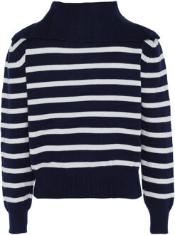 dreimaster trui met strepen Dames Donker marineblauwe gebroken witte strepen - maat XL/2XL