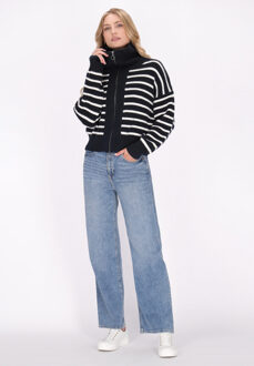 dreimaster Vest Dames marine wol wit Marineblauw