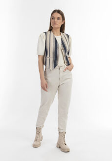 dreimaster Waistcoat Dames Donker marineblauwe gebroken witte strepen