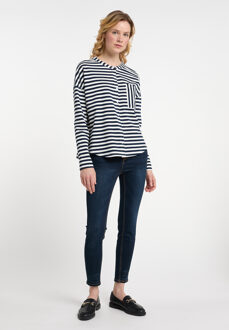 dreimaster Zweetjasje Dames marine wit Marineblauw