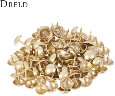 DRELD 100Pcs Antique Gold Decorative Upholstery Tack Nail Jewelry Gift Box Sofa Decorative Tack Stud Doornail Hardware 11*11mm