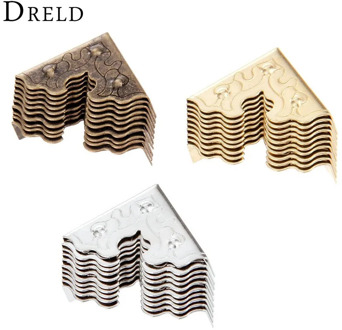 DRELD 10Pcs Antique Furniture Metal Crafts Jewelry Box Corner Foot Wooden Case Corner Protector Decorative Corner 25mm