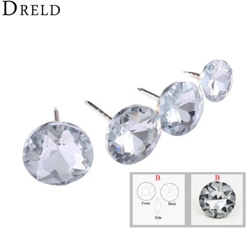 DRELD 10Pcs Diamond Crystal Upholstery Nails Buttons Tacks Studs Pins 14/16/18/22mm Sofa Wall Decoration Furniture Accessory