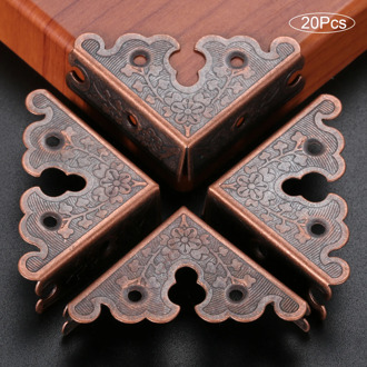 DRELD 20pcs Antique Iron Triangle Corner Wooden Box Corners Furniture Protector Decor Print Pattern Carved Protectors 34mm