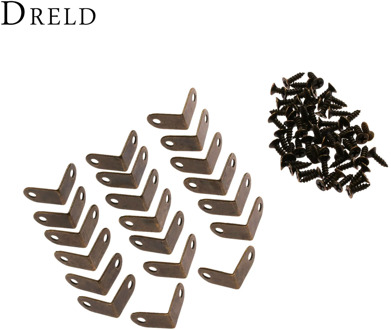 DRELD 20Pcs Iron Decorative Antique Jewelry Wine Gift Box Wooden Case Corner Protector Guard Bronze Decorate Your Desk 15*9mm
