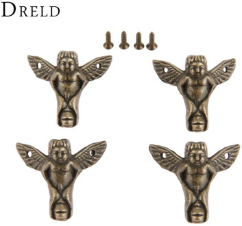 DRELD 4pcs 30*27mm Corner Bracket Wood Box Case Feet Leg Corner Protector Decorative Bracket Antique Bronze Furniture Hardware