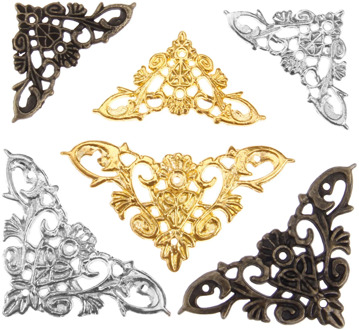 DRELD 4Pcs Furniture Corner Brackets Decorative Jewelry Gift Box Album Feet Leg Corner Protector Furniture Home Decor 35/46mm