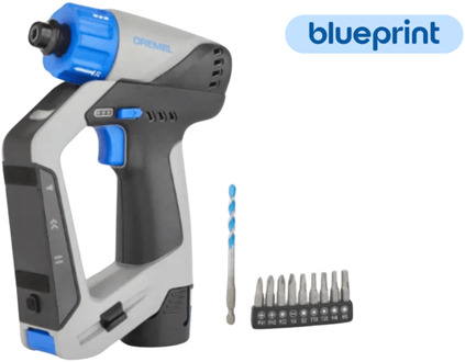 Dremel BluePrint 12V Borstelloze 3-in-1 Schroef-Boormachine DD12 | 12V 2,0Ah Accu + Snellader + 9 Schroefbits - F013DD12JA