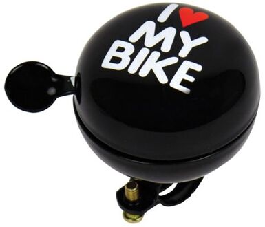 DRESCO fietsbel dingdong I love My Bike 60 mm staal zwart